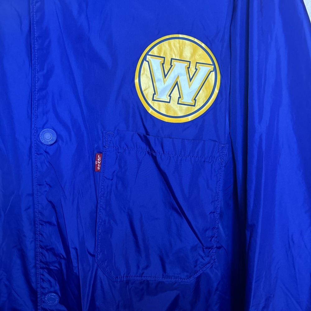 Levis Golden State Warriors Jacket Hat Bundle XL Blue Windbreaker Snapback - Picture 2 of 16